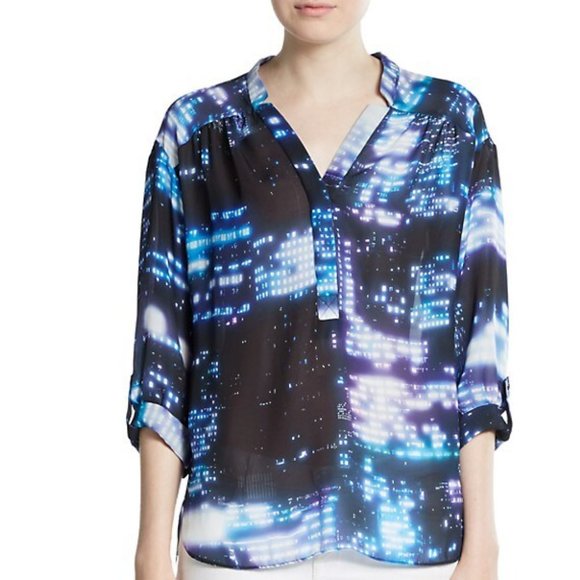 NWT Milly Katalina City Scape Blouse sz 8 - Picture 2 of 12